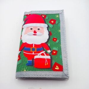 Santa Christmas Nylon  Bi Fold Wallet with Belt Clip + Laynard 3"×5" New